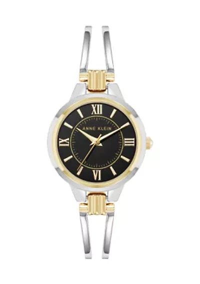 Women's Two-Tone Alloy Open Bangle Watch