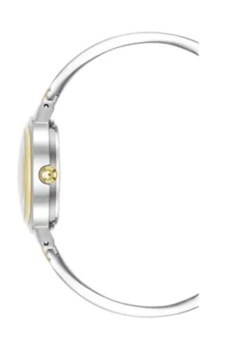 Women's Two-Tone Alloy Open Bangle Watch