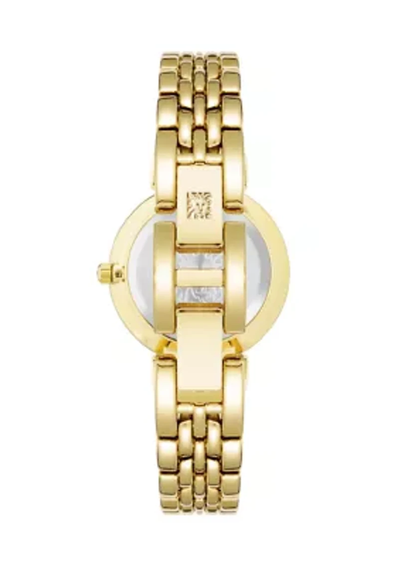 Quartz Red Roman Numeral Dial Gold-Tone Alloy Watch