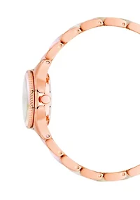 Quartz Round Rose Gold-Tone Alloy Metal Bracelet Watch with a Blush Mother of Pearl Dial 30mm case