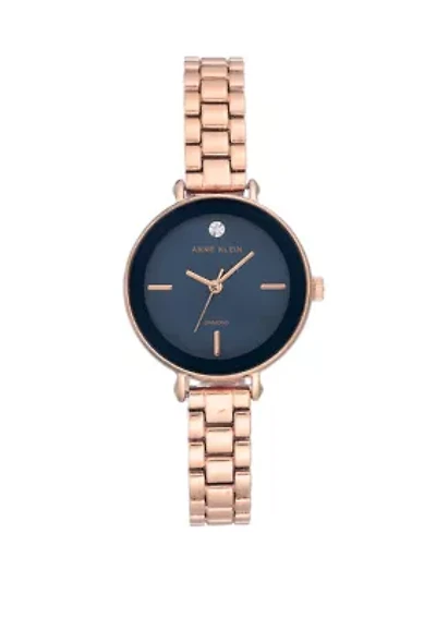 Rose Gold Tone Blue Dial Watch