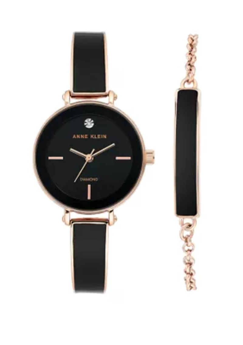 Gold Metal Black Diamond Set