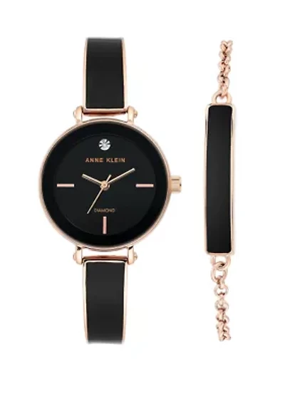 Gold Metal Black Diamond Set