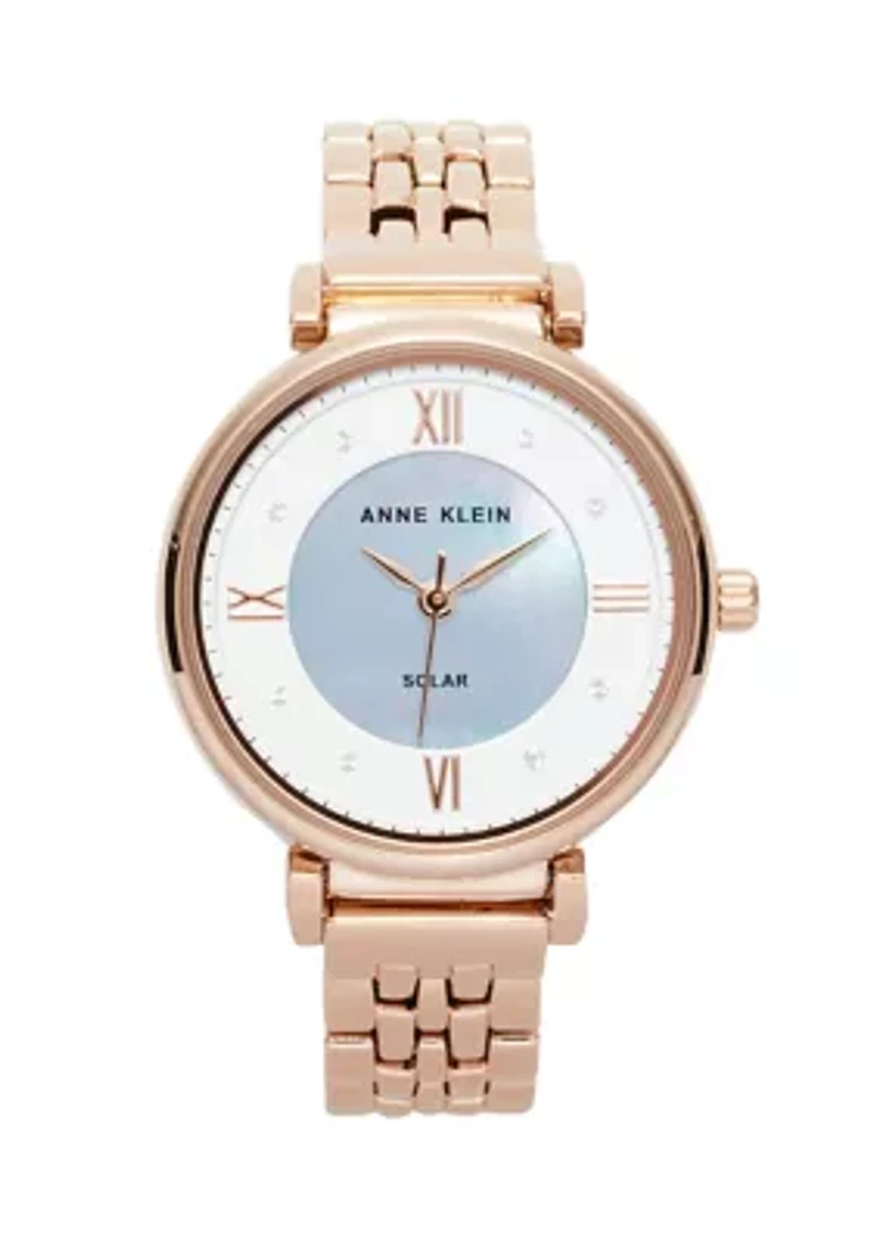 Women's Solar Rose Gold Metal Bracelet Watch