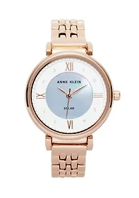 Women's Solar Rose Gold Metal Bracelet Watch 