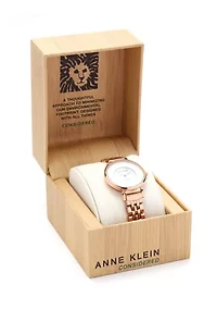Women's Solar Rose Gold Metal Bracelet Watch 