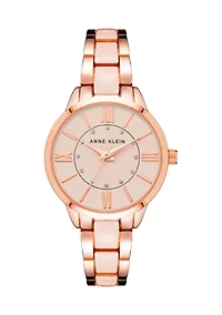 Rose Gold Tone Metal with Blush Enamel Bracelet Watch