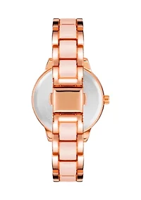 Rose Gold Tone Metal with Blush Enamel Bracelet Watch