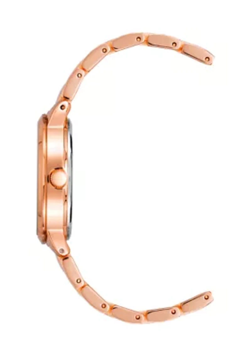 Rose Gold Tone Metal with Blush Enamel Bracelet Watch