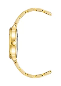 Gold Tone Metal with Black Enamel Bracelet Watch