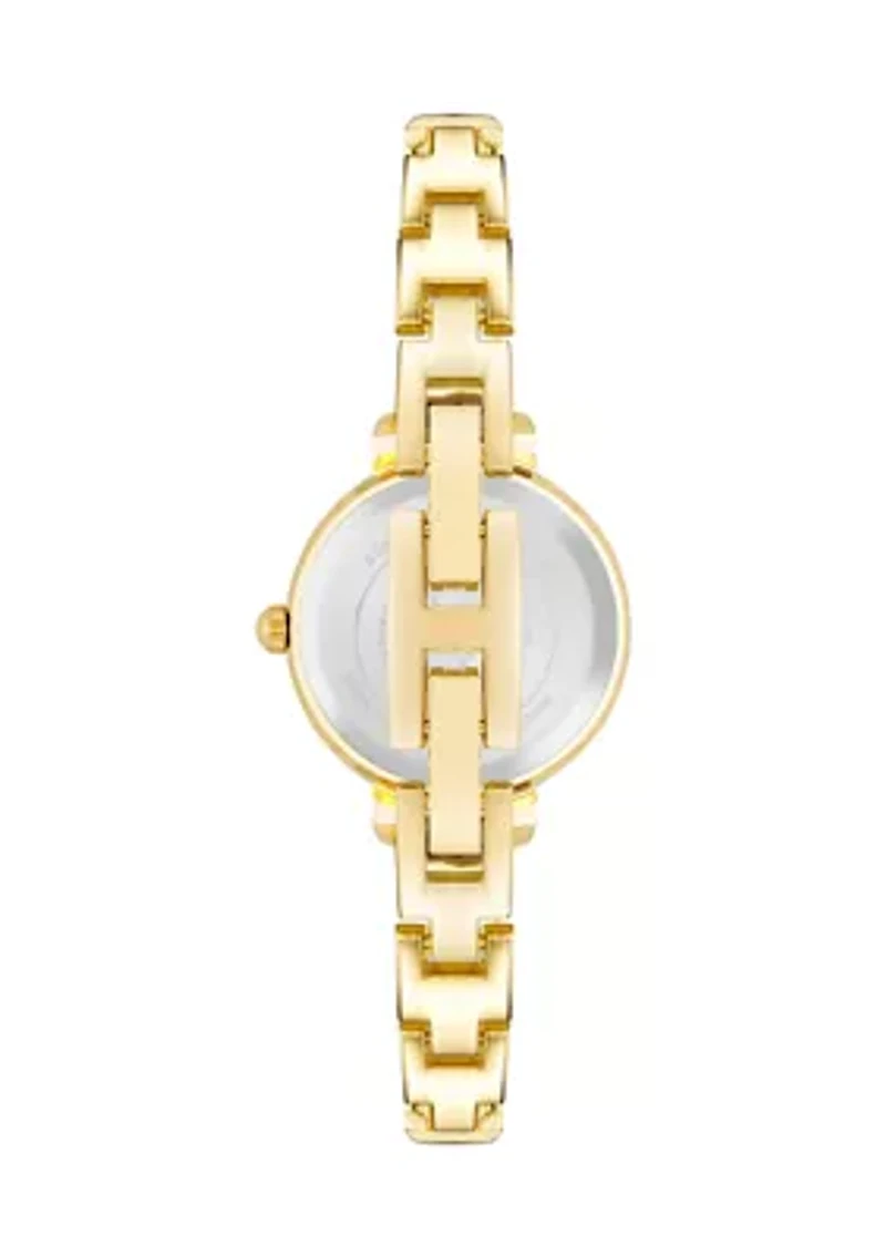 Gold Tone and Black Enamel Bangle Watch