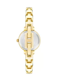 Gold Tone and Black Enamel Bangle Watch