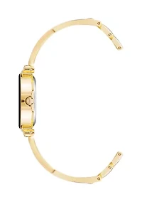 Gold Tone and Black Enamel Bangle Watch