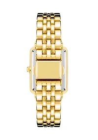 Quartz Rectangular Gold Tone Alloy Pink Dial Watch