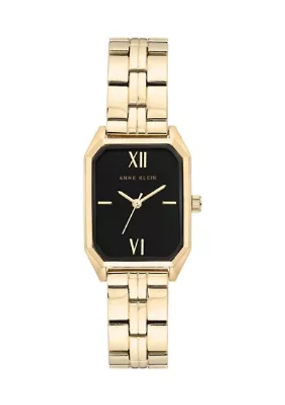 Women's Gold Tone Bracelet Black Dial Watch 