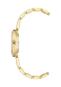 Round Lavender Mother of Pearl Dial Gold Plated Bracelet Watch 