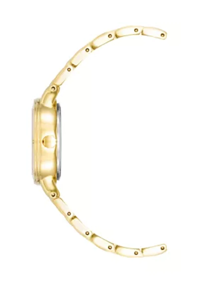 Women's 30 Millimeter  Roman Numeral Gold-tone Alloy Bracelet Watch 