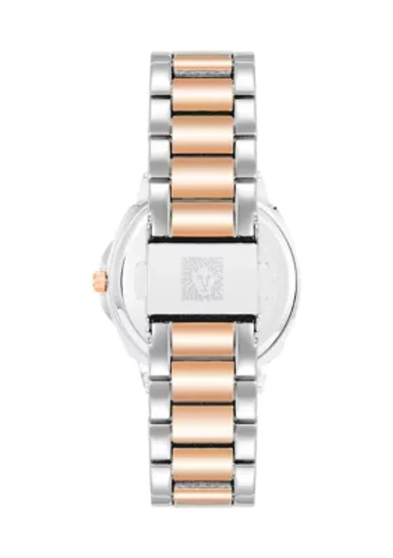 Women's 36 Millimeter Silver-Tone and Rose Gold-Tone Alloy Bracelet Watch