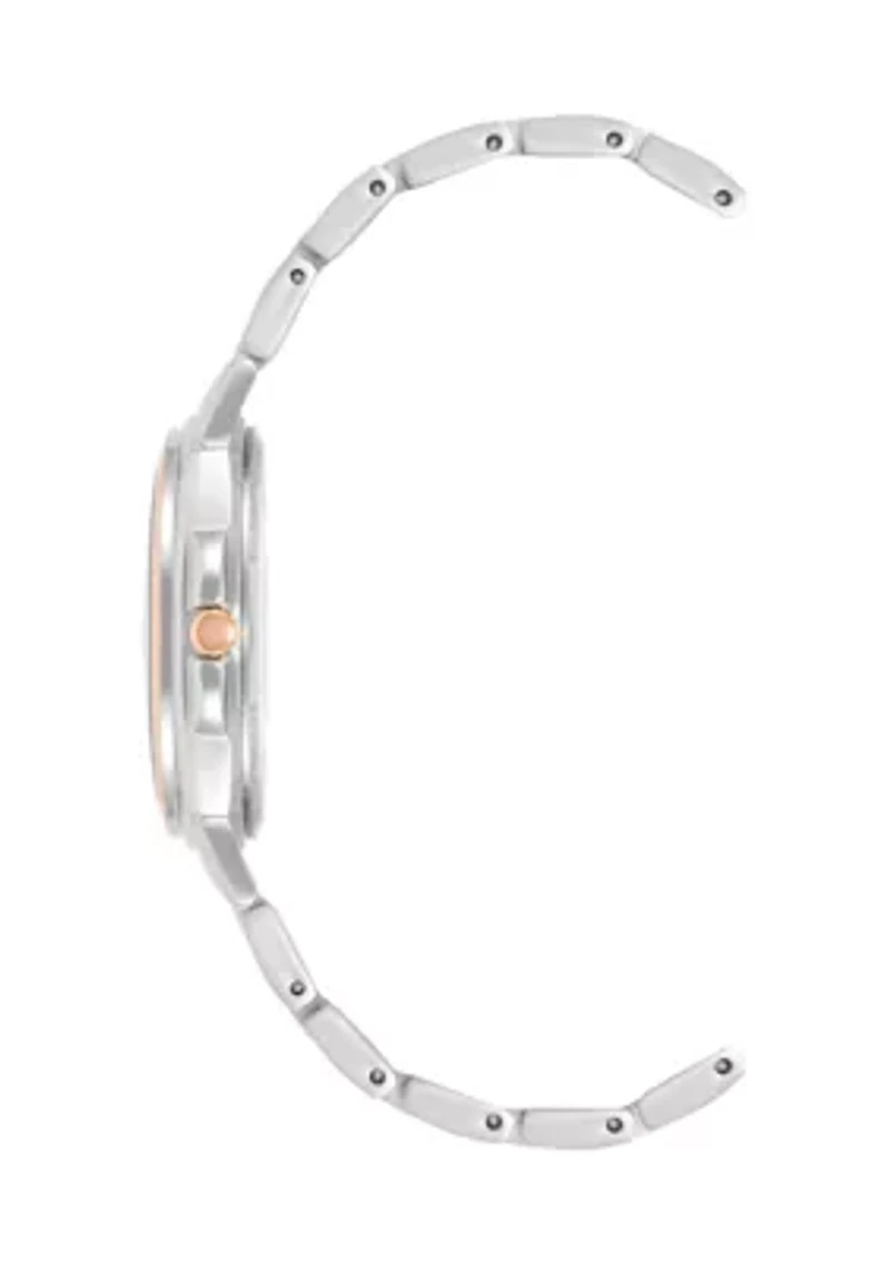 Women's 36 Millimeter Silver-Tone and Rose Gold-Tone Alloy Bracelet Watch