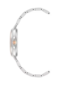 Women's 36 Millimeter Silver-Tone and Rose Gold-Tone Alloy Bracelet Watch