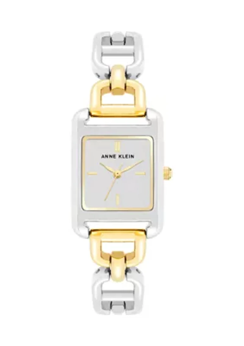 Women's Two Tone Metal Open Link Bracelet Watch