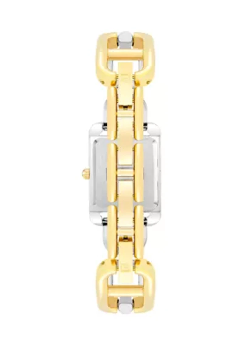 Women's Two Tone Metal Open Link Bracelet Watch