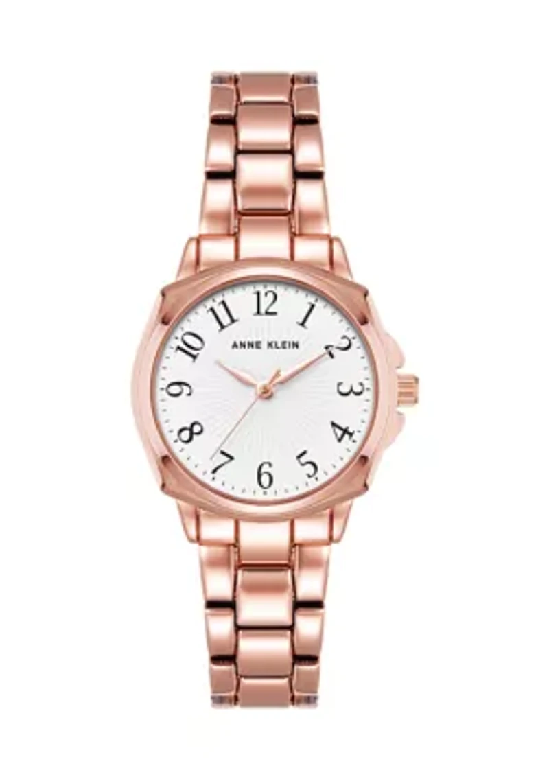 Women's 28 Millimeter Rose Gold-Tone Alloy Arabic Numeral Dial Bracelet Watch