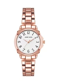 Women's 28 Millimeter Rose Gold-Tone Alloy Arabic Numeral Dial Bracelet Watch