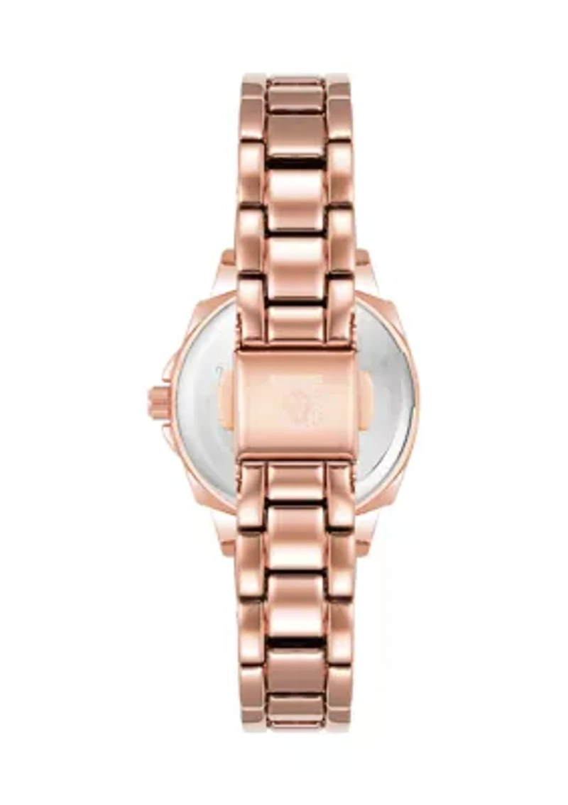 Women's 28 Millimeter Rose Gold-Tone Alloy Arabic Numeral Dial Bracelet Watch