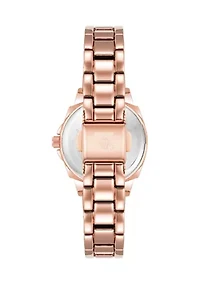 Women's 28 Millimeter Rose Gold-Tone Alloy Arabic Numeral Dial Bracelet Watch