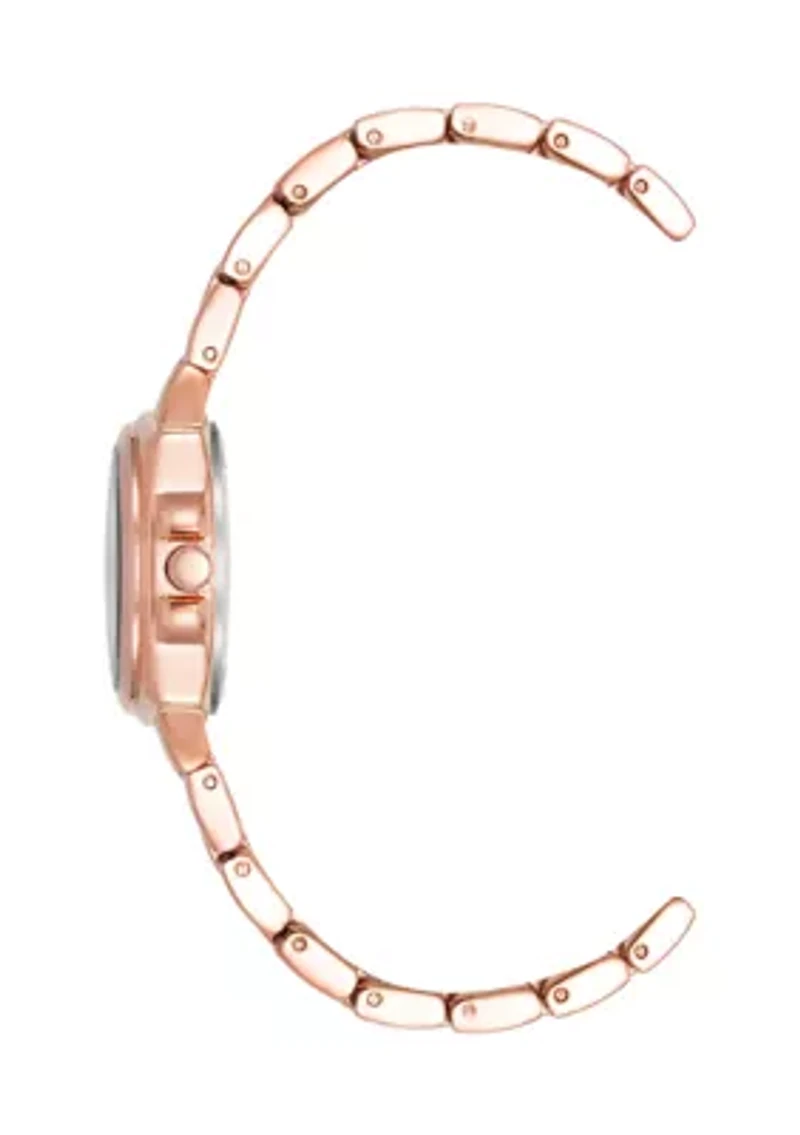 Women's 28 Millimeter Rose Gold-Tone Alloy Arabic Numeral Dial Bracelet Watch