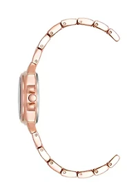 Women's 28 Millimeter Rose Gold-Tone Alloy Arabic Numeral Dial Bracelet Watch