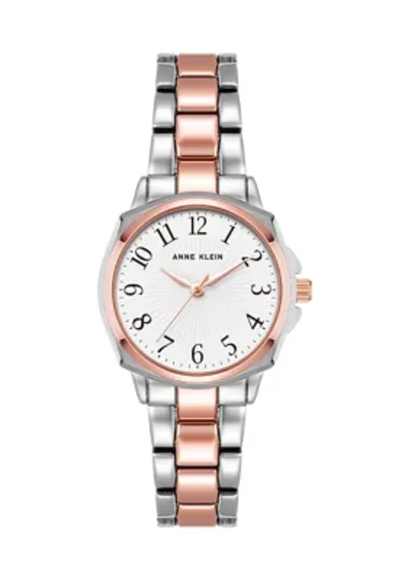 Women's Silver Tone and Rose Gold Tone Alloy Bracelet Watch
