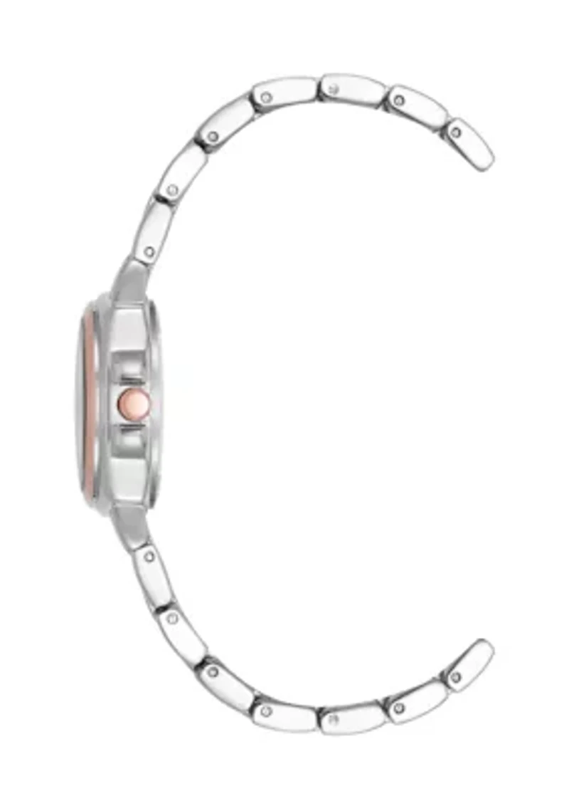 Women's Silver Tone and Rose Gold Tone Alloy Bracelet Watch