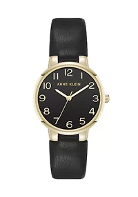Quartz Easy to Read Faux Leather and Gold Tone Alloy Metal Watch