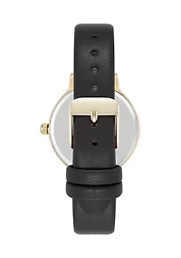Quartz Easy to Read Faux Leather and Gold Tone Alloy Metal Watch