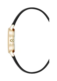 Quartz Easy to Read Faux Leather and Gold Tone Alloy Metal Watch