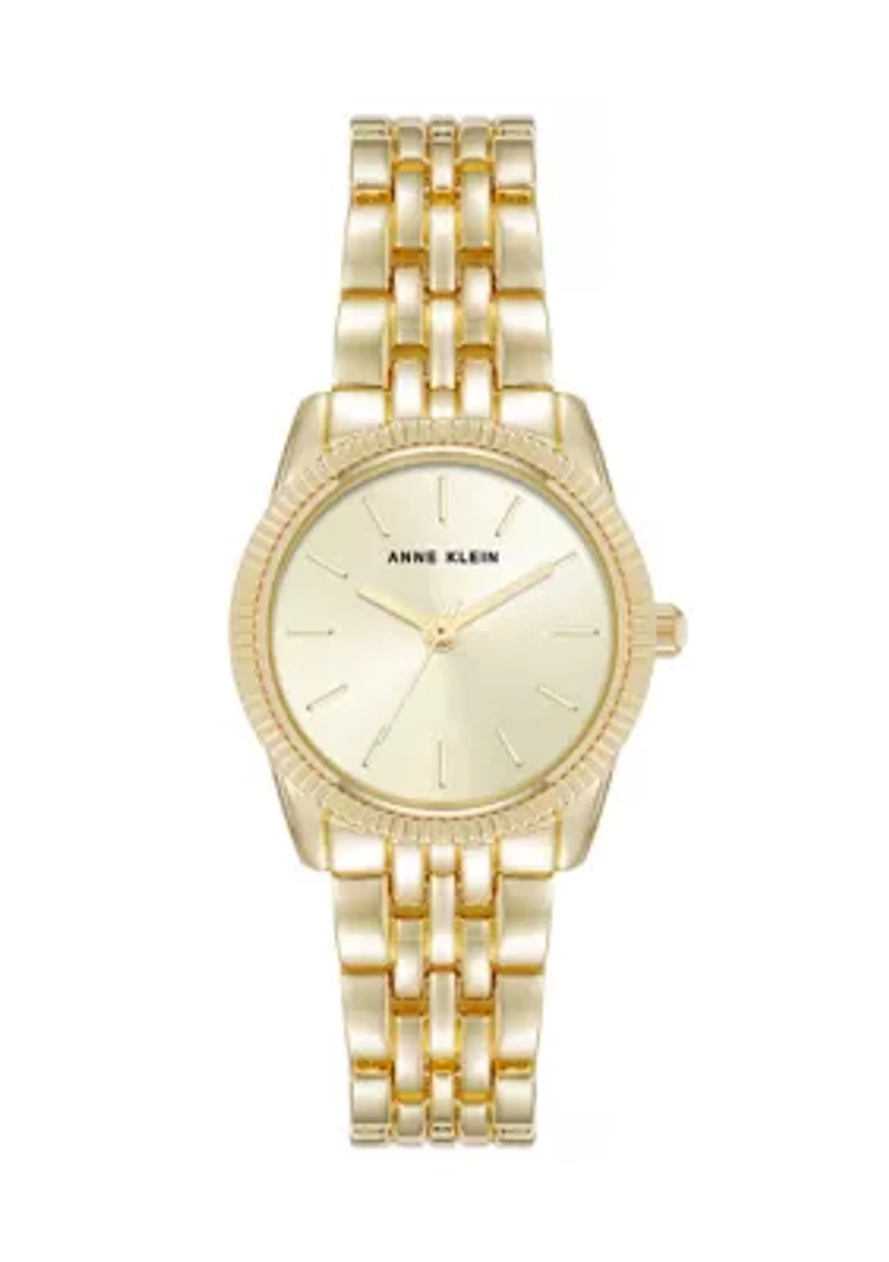 Quartz Casual Coin Edge Gold Tone Alloy Metal Watch
