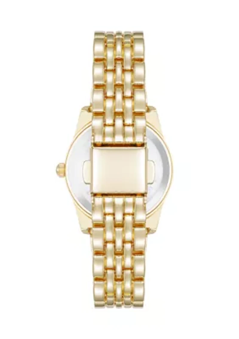 Quartz Casual Coin Edge Gold Tone Alloy Metal Watch