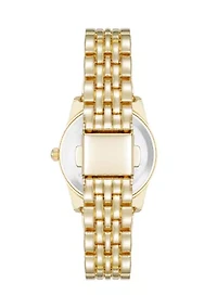 Quartz Casual Coin Edge Gold Tone Alloy Metal Watch