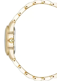 Quartz Casual Coin Edge Gold Tone Alloy Metal Watch