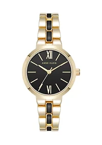 Black Enamel Gold Tone Analog Watch