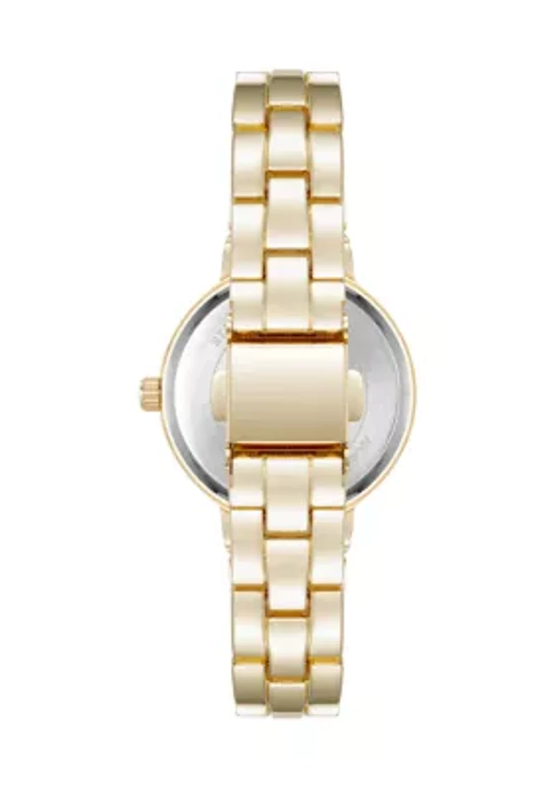 Black Enamel Gold Tone Analog Watch