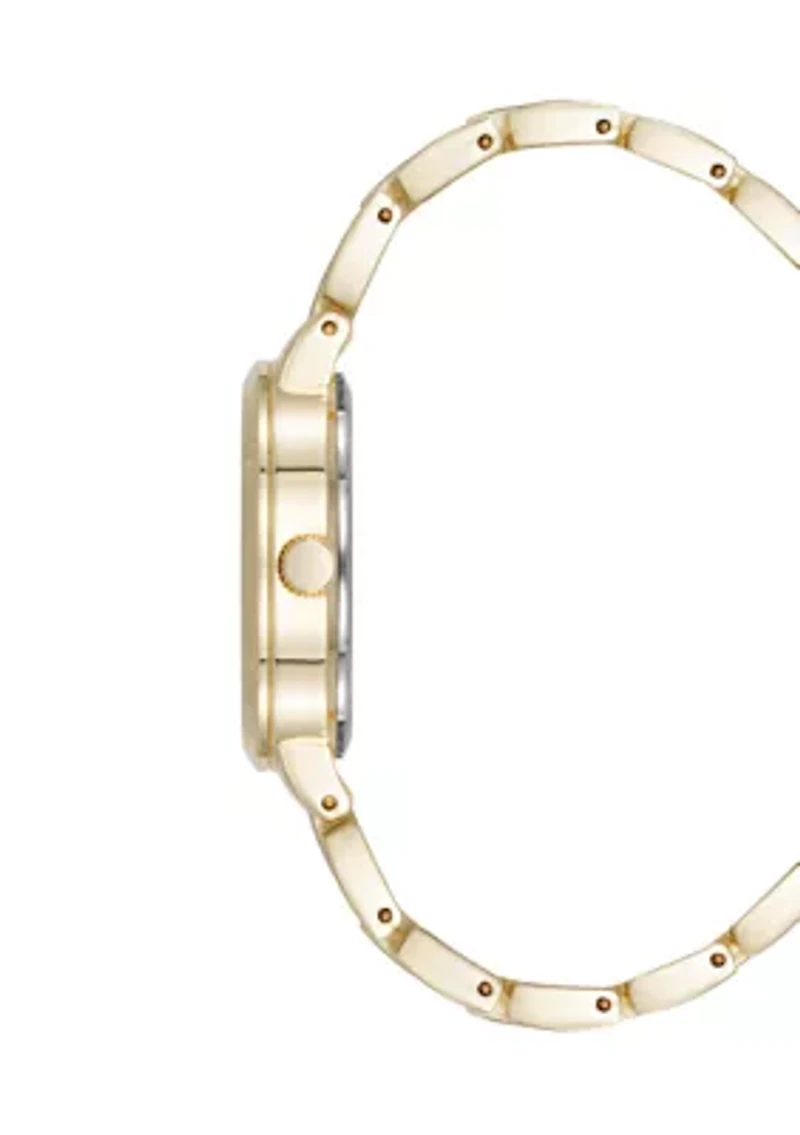 Black Enamel Gold Tone Analog Watch