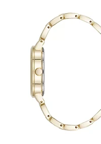 Black Enamel Gold Tone Analog Watch