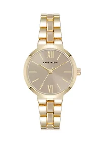 Quartz Modern Taupe Enamel and Gold Tone Alloy Metal Watch