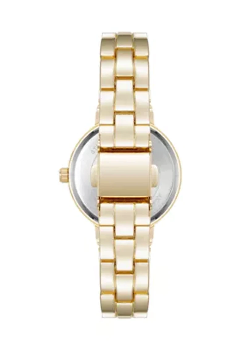 Quartz Modern Taupe Enamel and Gold Tone Alloy Metal Watch