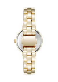 Quartz Modern Taupe Enamel and Gold Tone Alloy Metal Watch