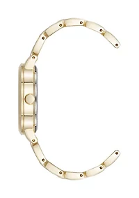 Quartz Modern Taupe Enamel and Gold Tone Alloy Metal Watch
