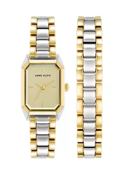 Women's Octagonal Two Tone Alloy Link Bracelet Watch